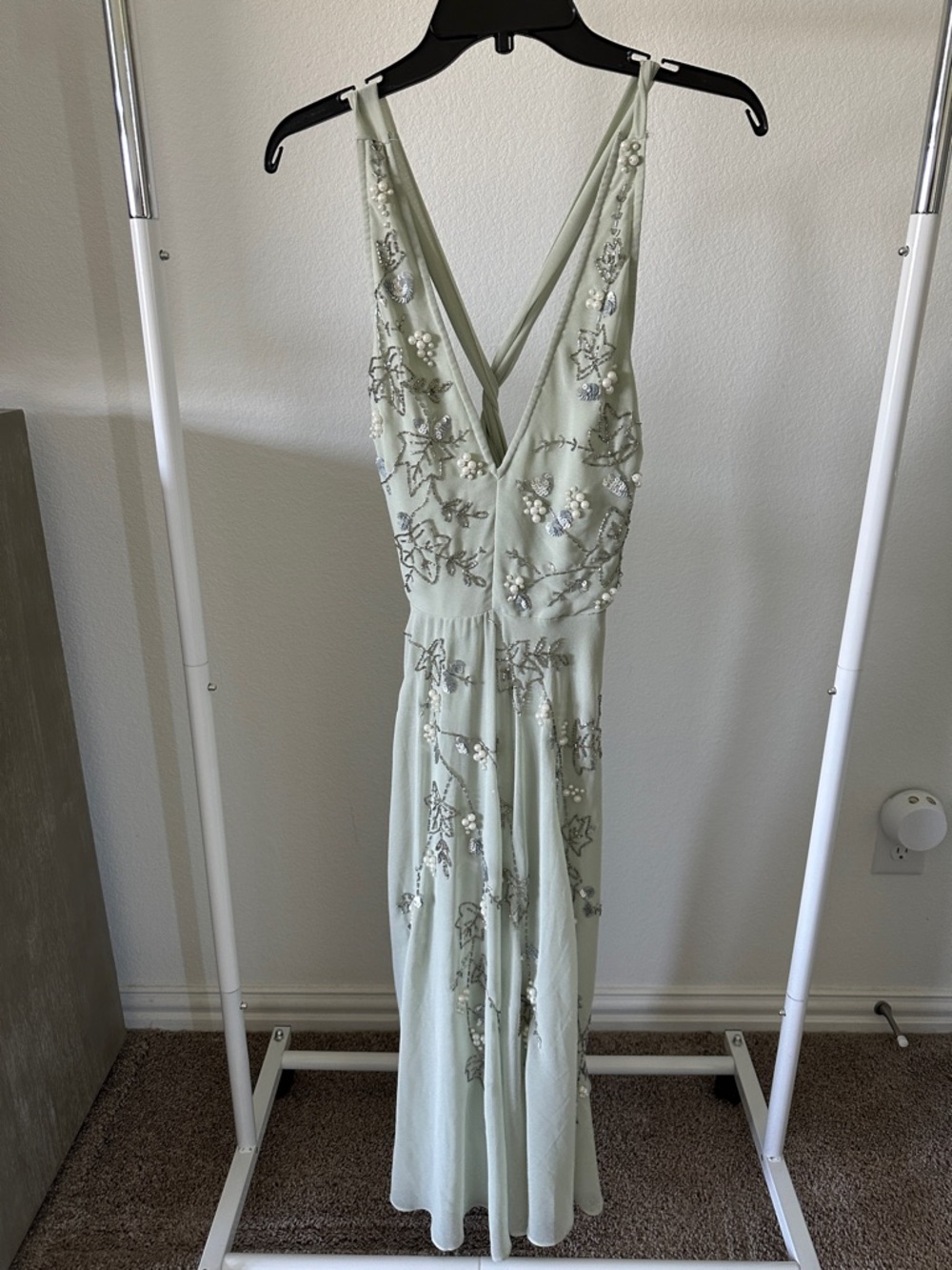 ASOS Sage Beaded V-Neck Evening Dress
